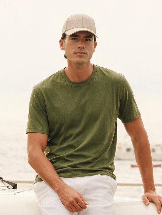 Olive oversized t-shirt, lifestyle shot
